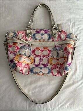 Coach Vintage Poppy Dream C Patterned Bag with Silver Hardware